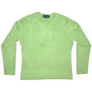 CLAUDIA NICOLE  Women's XL Lime Green 100% Cashmere Sweater *READ